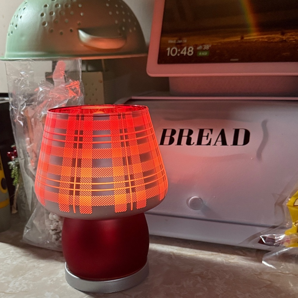 Cozy Glow Plaid Lamp in Red - Picture 2 of 2